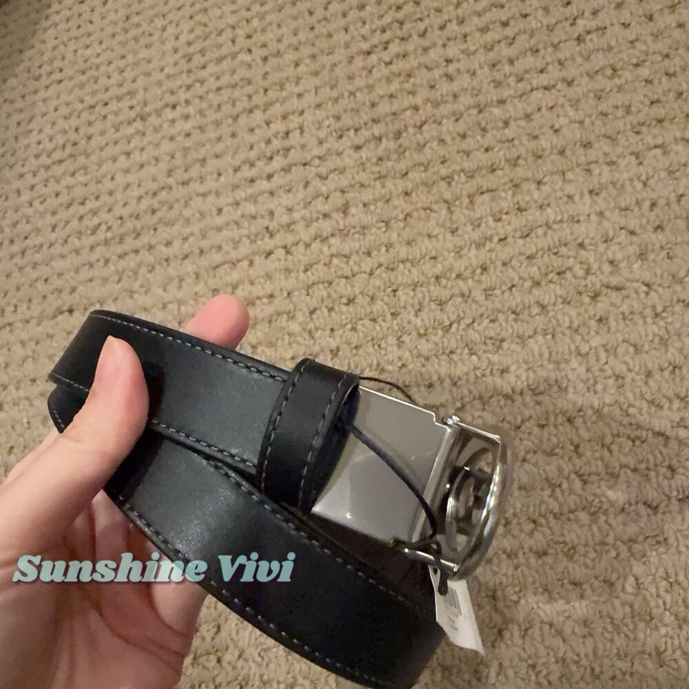 NWT Coach Signature Buckle Cut To Size Belt 25 Mm CZ444 Silver/Black Maple - Picture 4 of 7